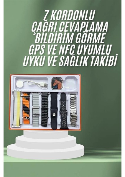 7 Kordonlu Akıllı Saat Plastik Kordon Hasır Kordon Çelik Kordon