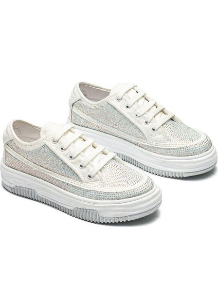 Kadın Sneaker Yüksek Taban Bağcıklı Bez Spor Ayakkabı Kotnel modelleri