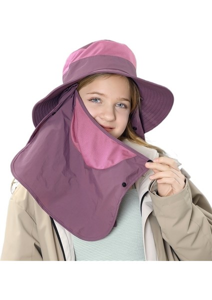 Maskeli Güneş Şapkası Uv Korumalı Açık Hava Nefes Alabilen Çabuk Kuruyan Naylon Dağcılık Şapkası (Yurt Dışından)