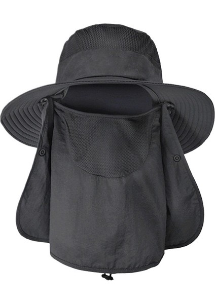 Maskeli Güneş Şapkası Uv Korumalı Açık Hava Nefes Alabilen Çabuk Kuruyan Naylon Dağcılık Şapkası (Yurt Dışından)