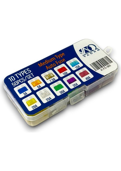 Araba Sigorta Seti 10 Çeşit 50 Parça Medium Tip
