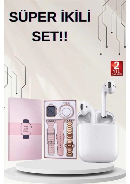 3 Kordonlu Dokunmatik Ekran Akıllı Saat ve 2.nesil Kablosuz Bluetooth Kulaklık Anc/enc fiyatları