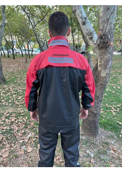 Kırmızı Motorcu Yağmurluk File Astarlı Motosiklet Yağmurluğu Cepli fırsatları