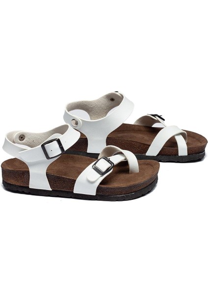 Kadın Deri Günlük Sandalet Çift Bantlı Terlik Eva Taban Poli Ortopedik fırsatları