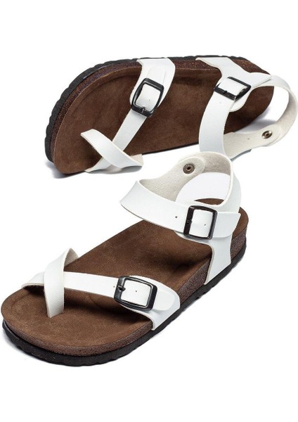 Kadın Deri Günlük Sandalet Çift Bantlı Terlik Eva Taban Poli Ortopedik indirimleri
