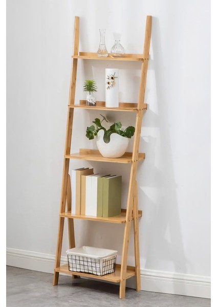 Bambu 5 Raflı Merdiven Kitaplık Banyo Düzenleyici Raf Organizer Saksılık DB-0022 fiyatları
