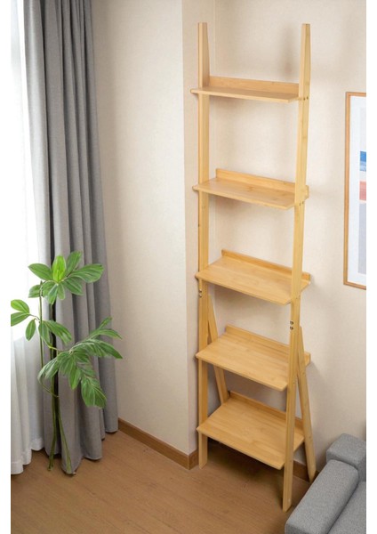 Bambu 5 Raflı Merdiven Kitaplık Banyo Düzenleyici Raf Organizer Saksılık DB-0022 modelleri