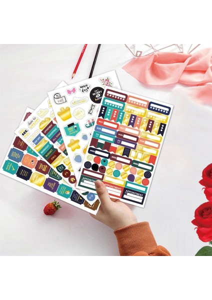 Iş Temalı Sıcak Damgalama Planı Etiketi 4 Set (Yurt Dışından)