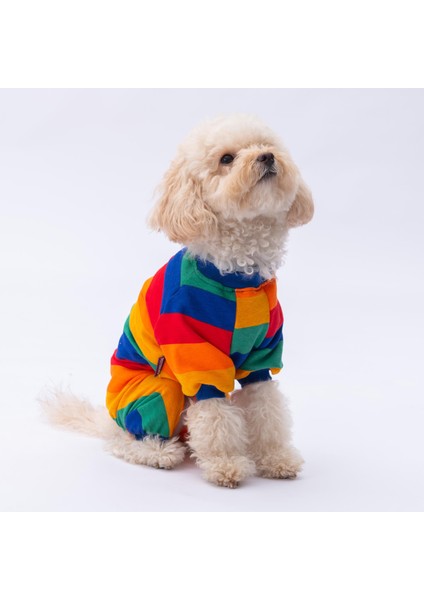 Ruby Gökkuşağı Penye Tulum Kedi Köpek Tulumu Kedi Köpek Kıyafeti Köpek Pijaması