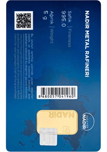 Nadirgold 5 gr Külçe Altın fiyatları