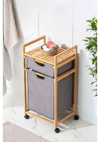 Bambu 2 Çekmeceli Çok Amaçlı Banyo Düzenleyici Çamaşır Sepeti Organizer fiyatları