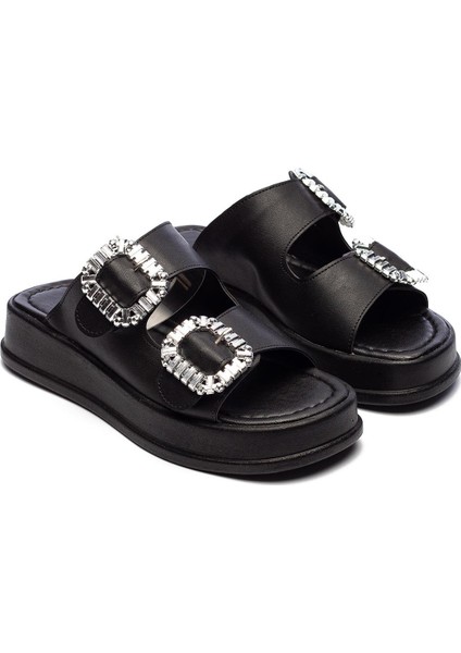 Kadın Çift Bantlı Taş Tokalı Ortopedik Rahat Kalıp