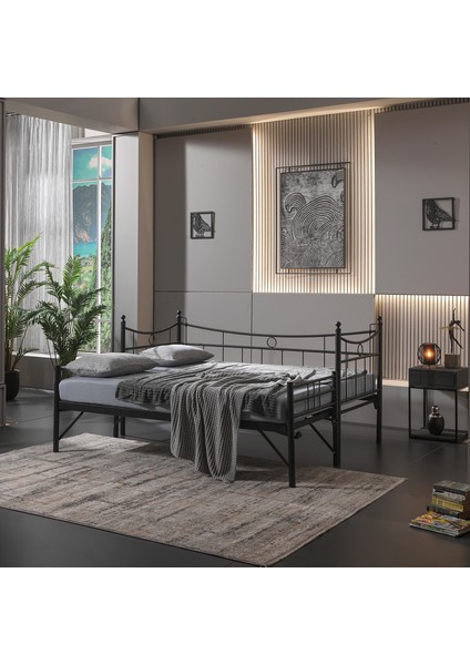 Daily Yavrulu Karyola Daybed Tek-Çift Kişilik Metal Karyola Siyah fiyatları