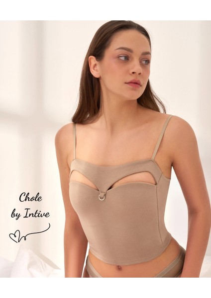 Chole Ithal Pamuklu Göğsü Cut-Out Halka Kaplı Detaylı Ince Askılı Ultra Rahat Büstiyer