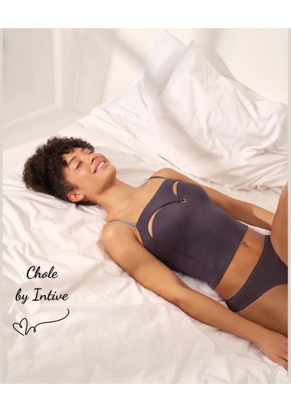 Chole Ithal Pamuklu Göğsü Cut-Out Halka Kaplı Detaylı Ince Askılı Ultra Rahat Büstiyer