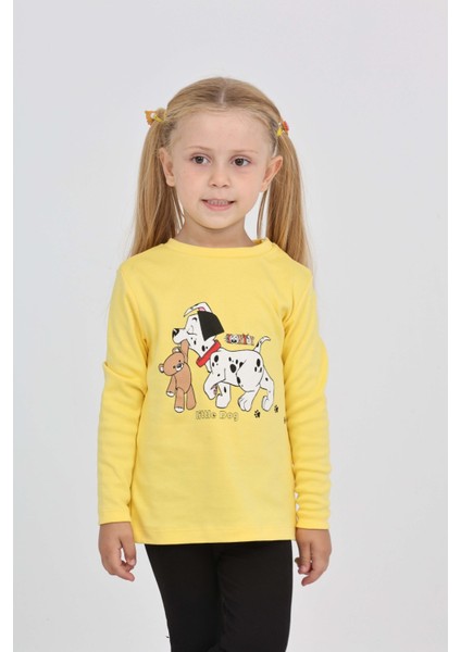 Kız Çocuk Köpekli Ayı Baskılı Sweatshirt