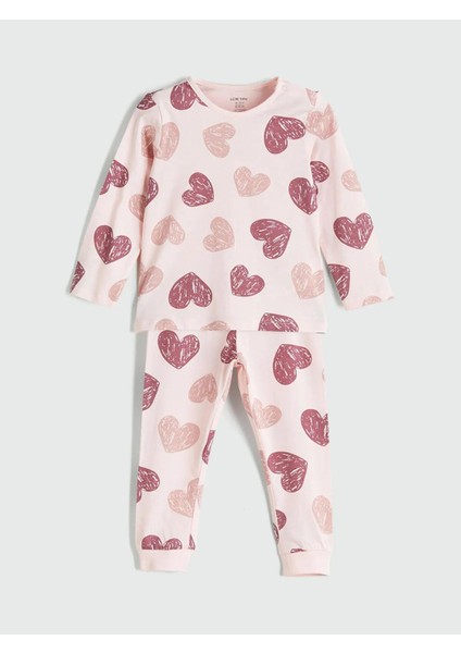 Kalp Desenli Kız Bebek Pijama Takımı (W5)