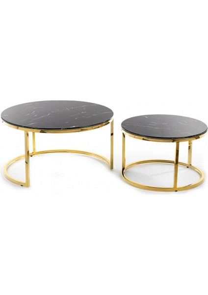 Niyah Siyah Mermer Desenli Cam Pirinç Orta Sehpa Gold fiyatları