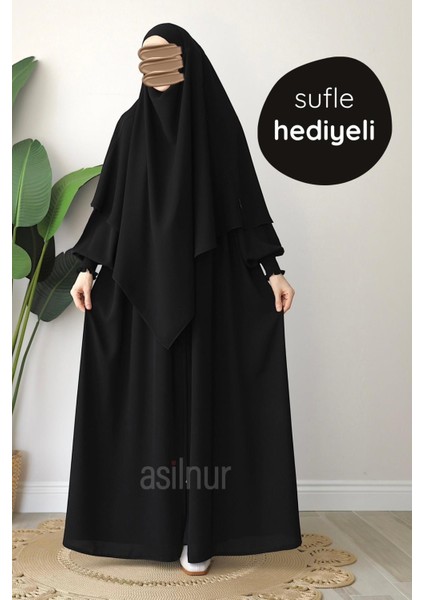Alya Ferace Sufle Hediyeli Takım Siyah