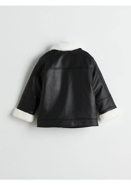 Yakası Kürklü Deri Görünümlü Kız Çocuk Ceket (W5) fiyatları