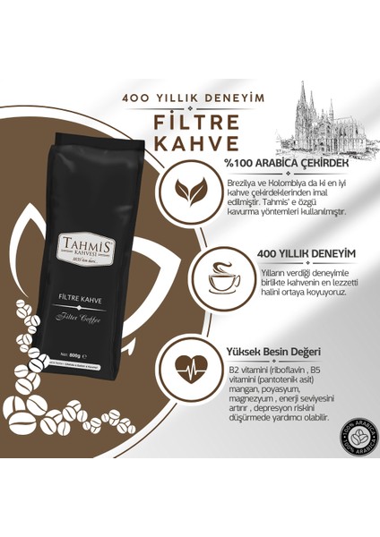 Filtre Blend Çekirdek Kahve 800 gr (Brezilya & Kolombiya)