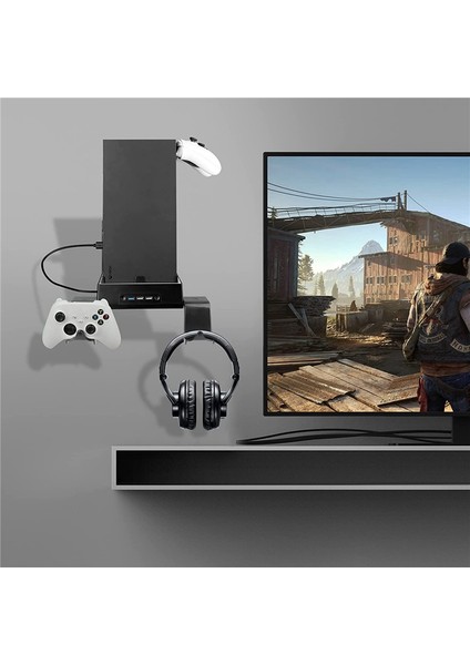Xbox Series x Için Duvar Montajı Soğutma Fanı ve 3 USB Portlu Oyun Kumandası Tutucu Kulaklık Askısı Duvar Raf Braketi (Yurt Dışından) fırsatları