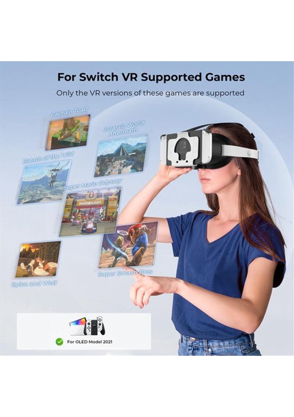 Vr Başlık 3D Sanal Gerçeklik Gözlüğü Ayarlanabilir Kafa Bandı 3D Vr Sanal Gerçeklik Gözlüğü Nintendo Switch ve OLED Için (Yurt Dışından) modelleri