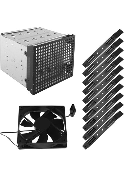 Depolama Genişletme Sabit Disk Kafesi Kendin Yap Sabit Disk Kafesi Rafı 5,25 Inç Ila 5x 3,5 Inç Braket 12 cm Fan ile (Yurt Dışından)