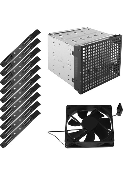 Depolama Genişletme Sabit Disk Kafesi Kendin Yap Sabit Disk Kafesi Rafı 5,25 Inç Ila 5x 3,5 Inç Braket 12 cm Fan ile (Yurt Dışından) modelleri