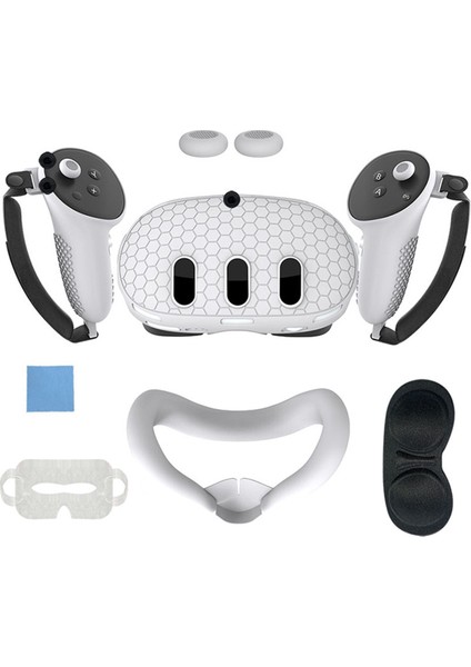 Meta Quest 3 Koruyucu Kapak Sapı Kontrol Cihazı Tutacakları, Ön Kabuk Kulaklık Kılıfı ve Yüz Kılıfı, Vr Aksesuarları-Beyaz (Yurt Dışından)