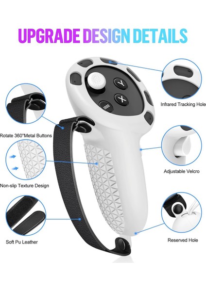 Meta Quest 3 Koruyucu Kapak Sapı Kontrol Cihazı Tutacakları, Ön Kabuk Kulaklık Kılıfı ve Yüz Kılıfı, Vr Aksesuarları-Beyaz (Yurt Dışından) fırsatları