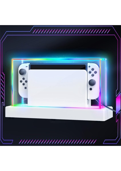 Akrilik Şeffaf Toz Kapağı ve 16 LED Renkli Işık Tabanı Nintendo Switch/oled Ekran Kutusu Dock Kapağı ile Uyumlu (Yurt Dışından) fiyatları