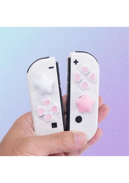 Love Silikon Yumuşak D-Pad Çapraz Düğme Abxy Anahtar Sticker Kılıf Anahtar OLED Joy-Con Başparmak Çubuğu Kavrama Kapağı Kapağı, B (Yurt Dışından) modelleri