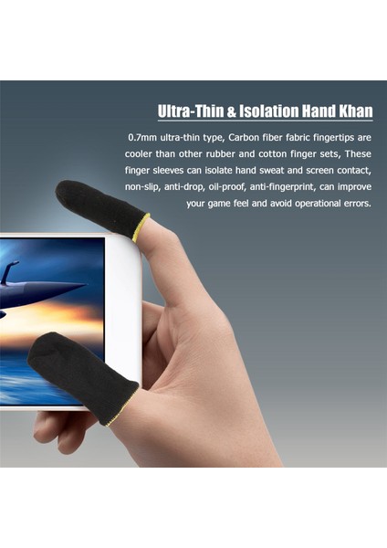 Pubg Mobile Oyunları Için 18 Pin Karbon Fiber Parmak Kılıfları Temas Ekranı Parmak Kılıfları Siyah ve Sarı (12 Adet) (Yurt Dışından) fiyatları