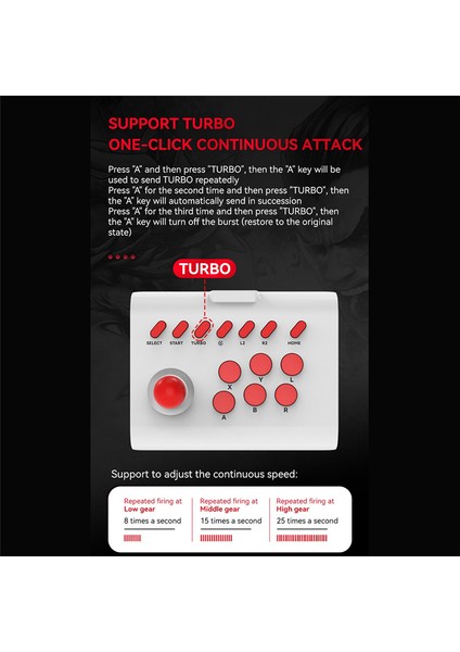 Kablosuz Arcade Oyun Konsolu + 2.4g Adaptörü Bluetooth Joystick Kontrol Cihazı Nintendo Switch Ps4 Ps3 Pc Cep Telefonu B (Yurt Dışından)