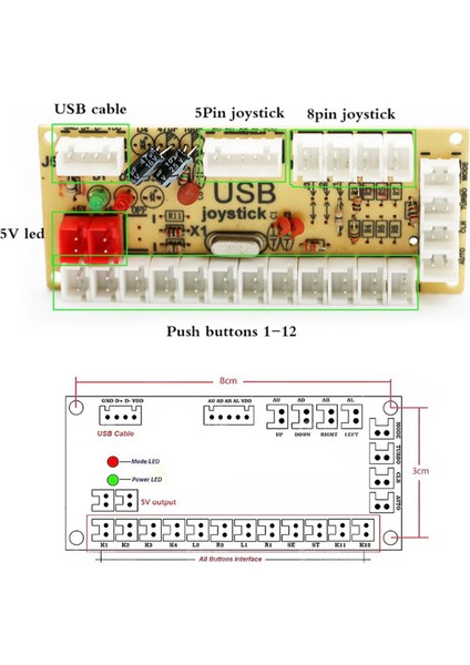 5V LED Sıfır Gecikme Kartı Arcade Oyunu Raspberry Pi Joystick Kontrolü Için Pc'ye USB Kodlayıcı Basmalı Düğme Bağlantı Kablosu (Yurt Dışından) modelleri