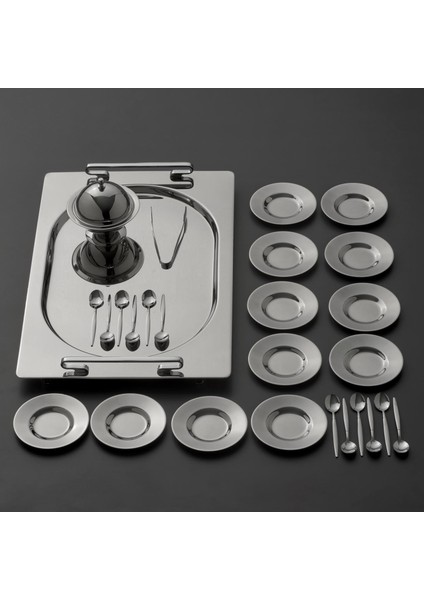 New 9000 28 Parça Oval Çay Seti Çelik