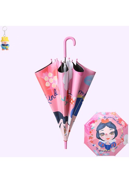 Dondurulmuş Karikatür Desen Düz Kemik Çocuk Şemsiye Yağmur Ve Güneşli Vinil 8 Kemik Uzun Saplı Şemsiye (Yurt Dışından)