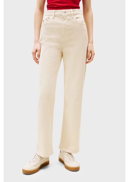 Streç Pamuklu Slim Straight Yüksel Bel Düz Paça Kot Pantolon Bayan Kot Pantolon DW0DW20997 Ach