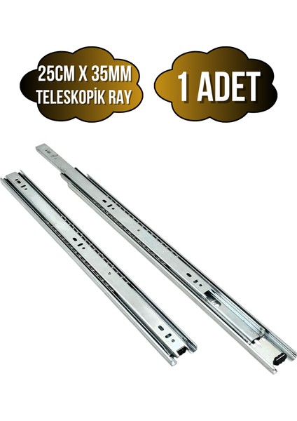 Teleskobik 35MM Çekmece Ray Bilyeli Mobilya Dolap Rayı(35MM)(TAKIM)(KROM)