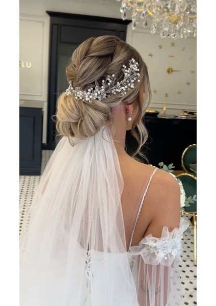 Yoğun Boncuklu Gelin Nişan Tacı Toka