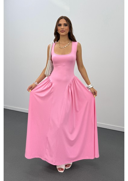 Ayge Pileli Kalın Askılı Maxi Elbise modelleri