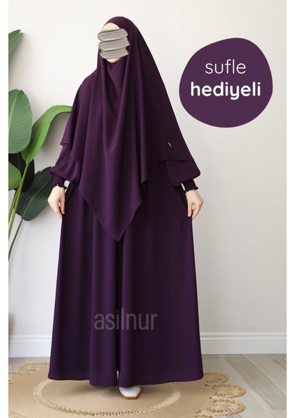 Alya Ferace Sufle Hediyeli Takım Mürdüm