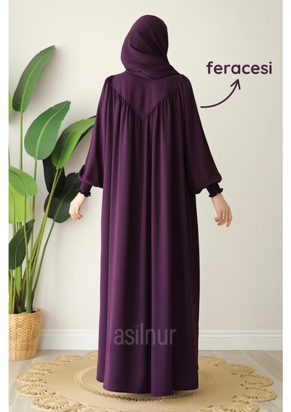 Alya Ferace Sufle Hediyeli Takım Mürdüm indirimleri