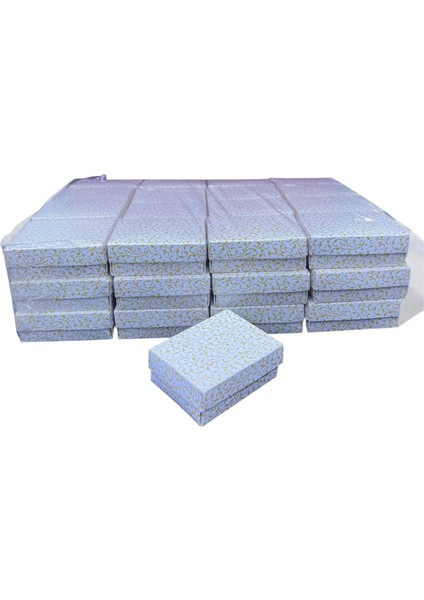 Karton Süngerli Beyaz Gold Çizgili Renk 8/6 cm 48 Adet Üçlü Set Takı Kutusu fırsatları