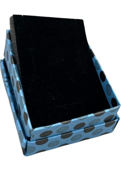 Karton Süngerli Mavi Renk 8/6 cm 48 Adet Üçlü Set Takı Kutusu modelleri