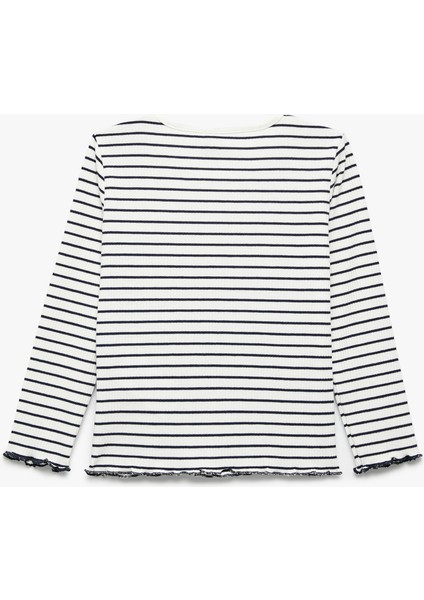 Uzun Kollu Bisiklet Yaka Viskon Karışımlı Çizgili Tişört fiyatları