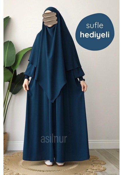 Alya Ferace Sufle Hediyeli Takım Petrol Mavisi