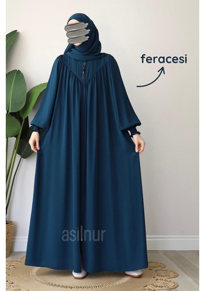 Alya Ferace Sufle Hediyeli Takım Petrol Mavisi indirimleri