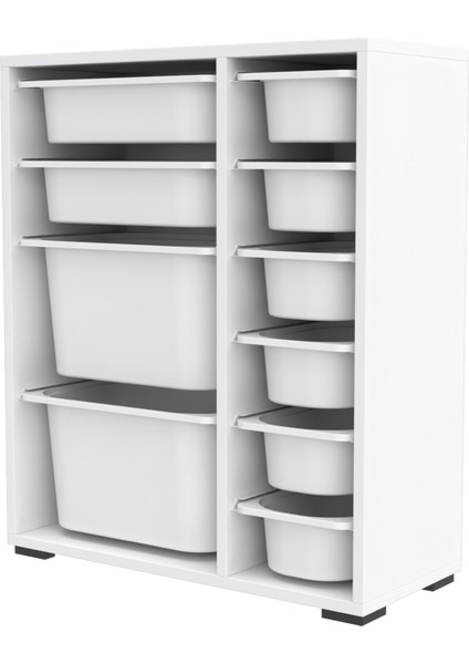 10 Sepetli Çok Amaçlı Oyuncak Dolabı - Beyaz - 83x30x69,5 cm indirimleri